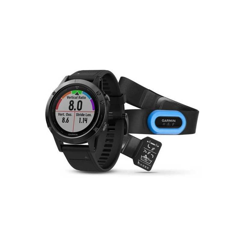 Garmin Fenix 5 Sapphire czarny z czarnym paskiem, pakiet performer