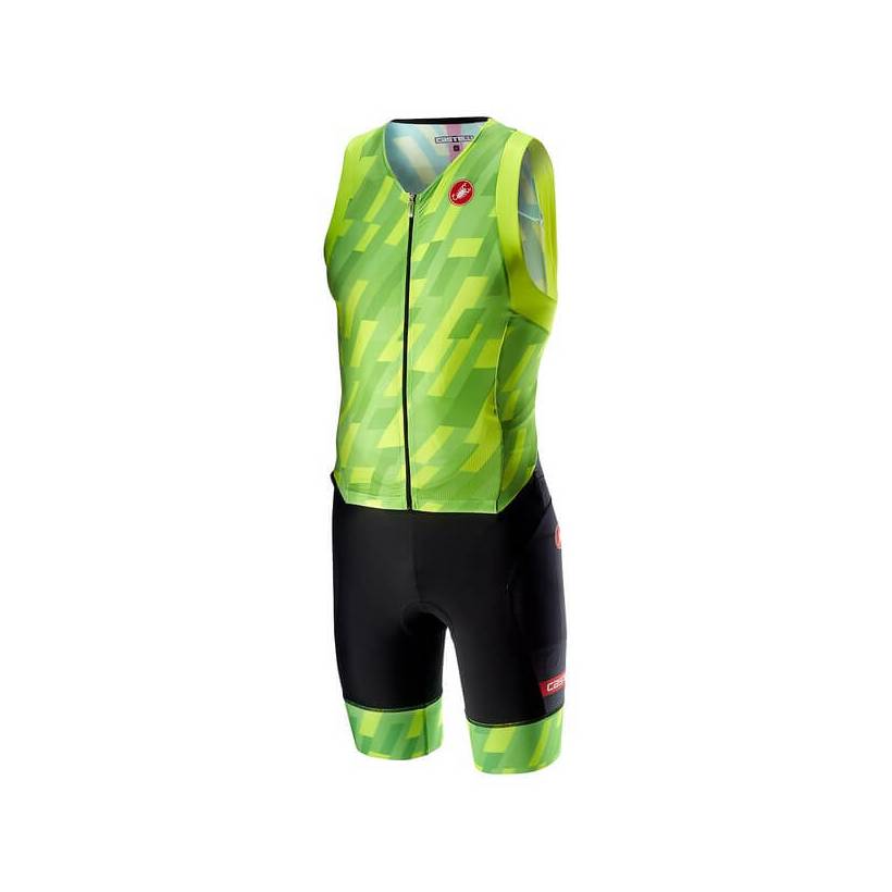 Castelli Integral San Remo ärmelloser Trisuit. Grün Schwarz
