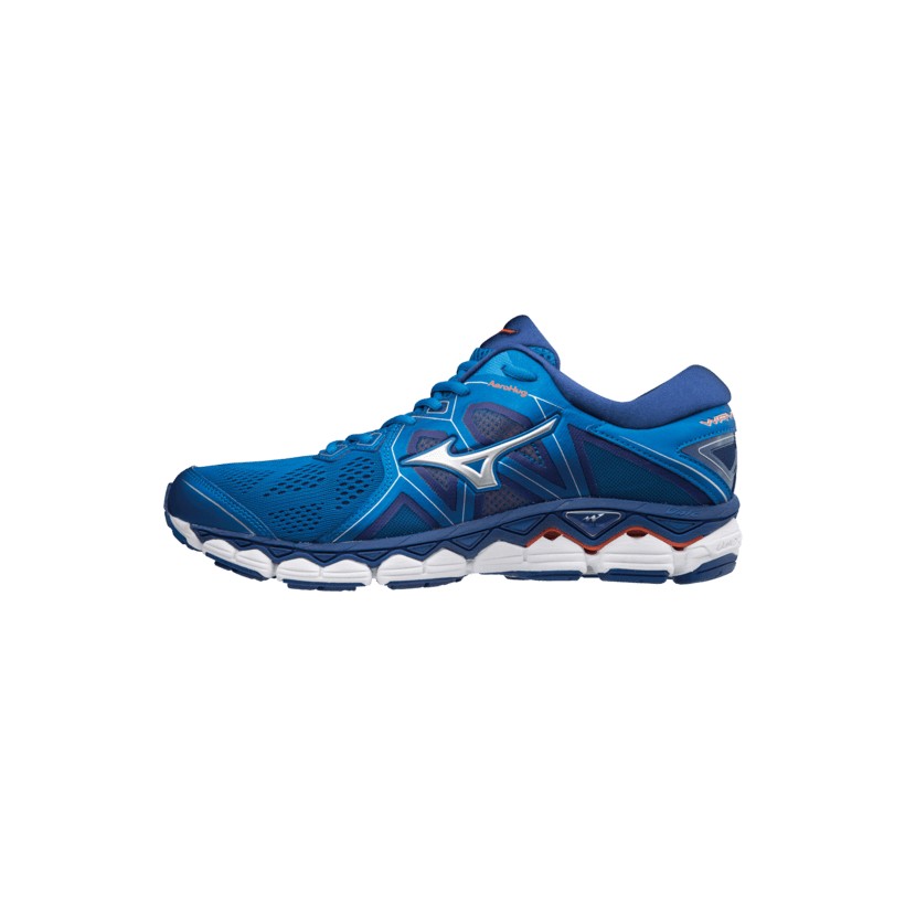 Mizuno Wave Sky 2 Schuhe Blau Silber und Kirsche Herren AW18 365Rider