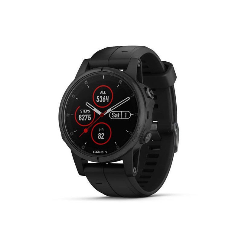 Garmin Fenix 5S Plus Black Saphire avec bracelet noir