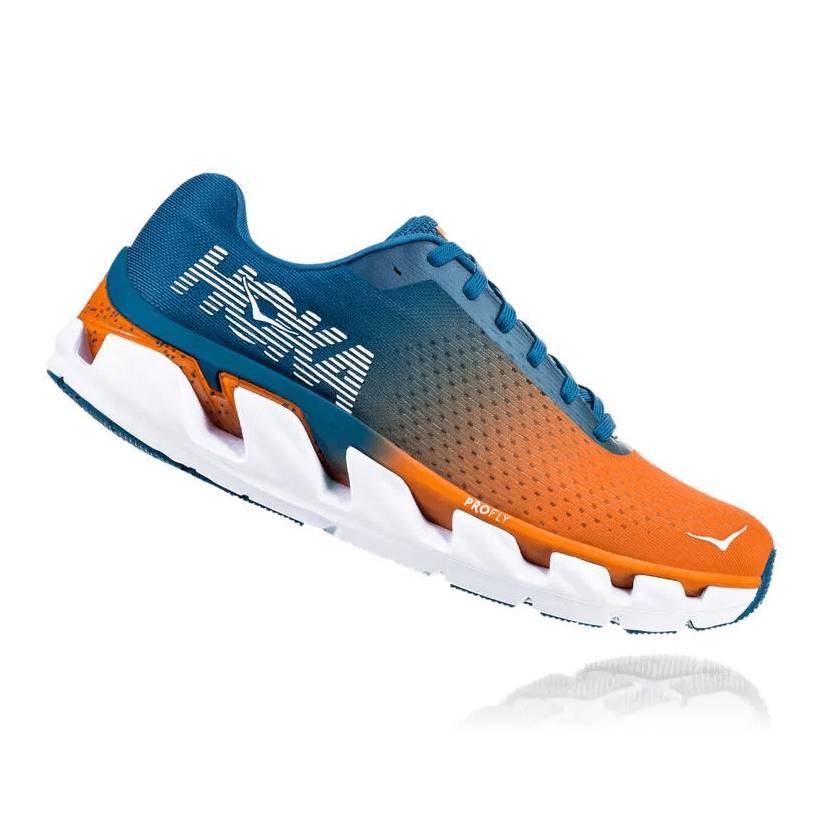 Tênis masculino Hoka One One Fly Elevon laranja azul AW19