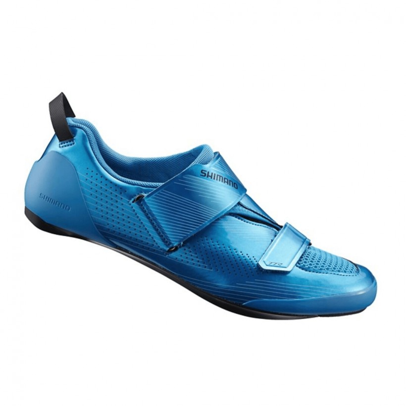 Chaussures de triathlon Shimano TR9 bleues avec semelle en carbone