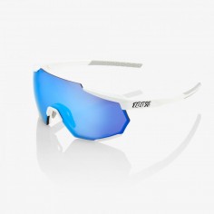 100% Racetrap Matte White - Hiper Blue Multilayer Mirror Lens