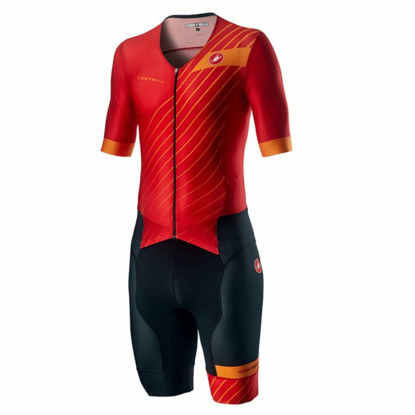 Castelli Free Sanremo 2 Rosso Corsa manga curta trisuit vermelho laranja homem