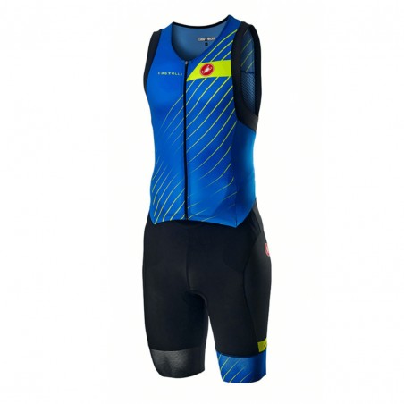 Castelli Free San Remo Rosso Corsa Sleeveless Trisuit Blue Yellow