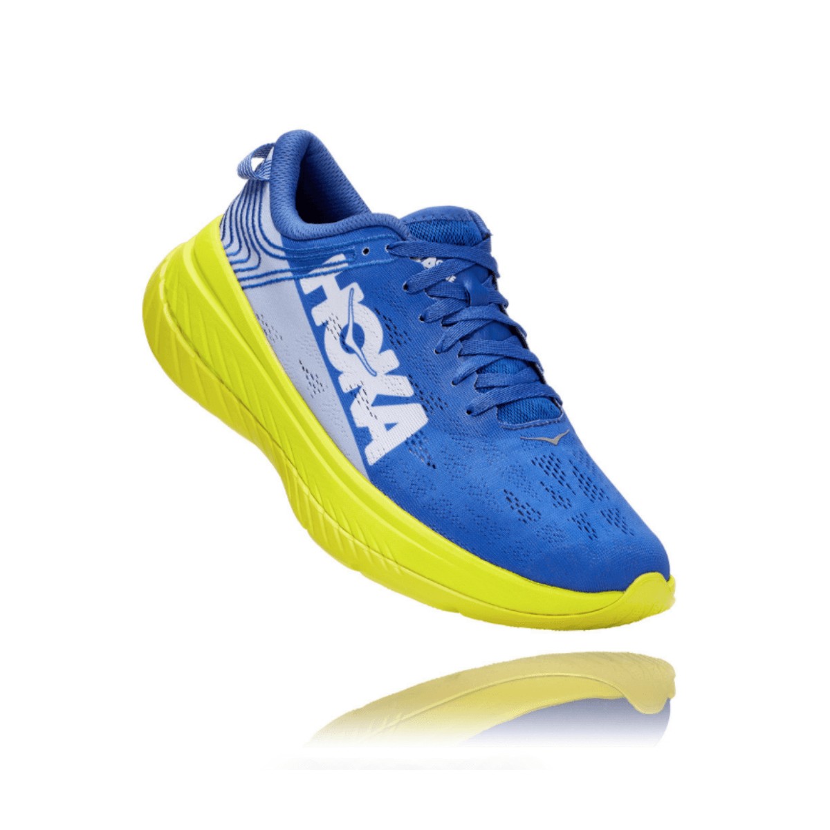 blue and yellow running shoes