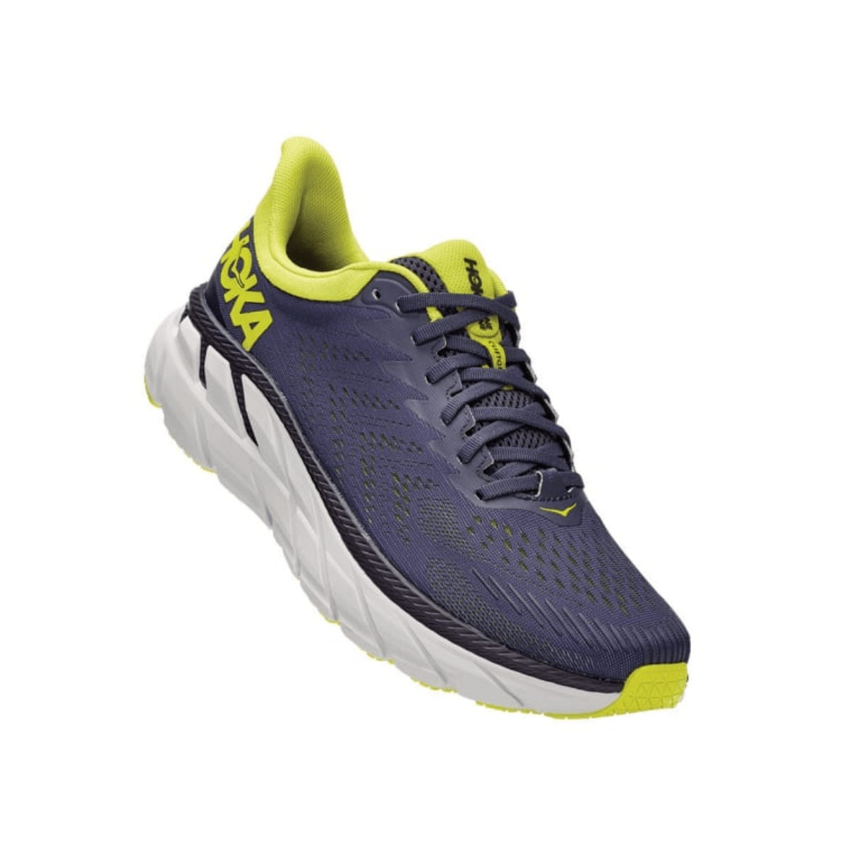 Hoka One One Clifton 7 Shoes Navy Blue Lime Green