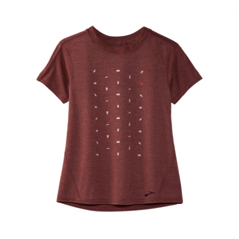 Brooks Distance Graphic T-Shirt Manches Courtes Marron Femme