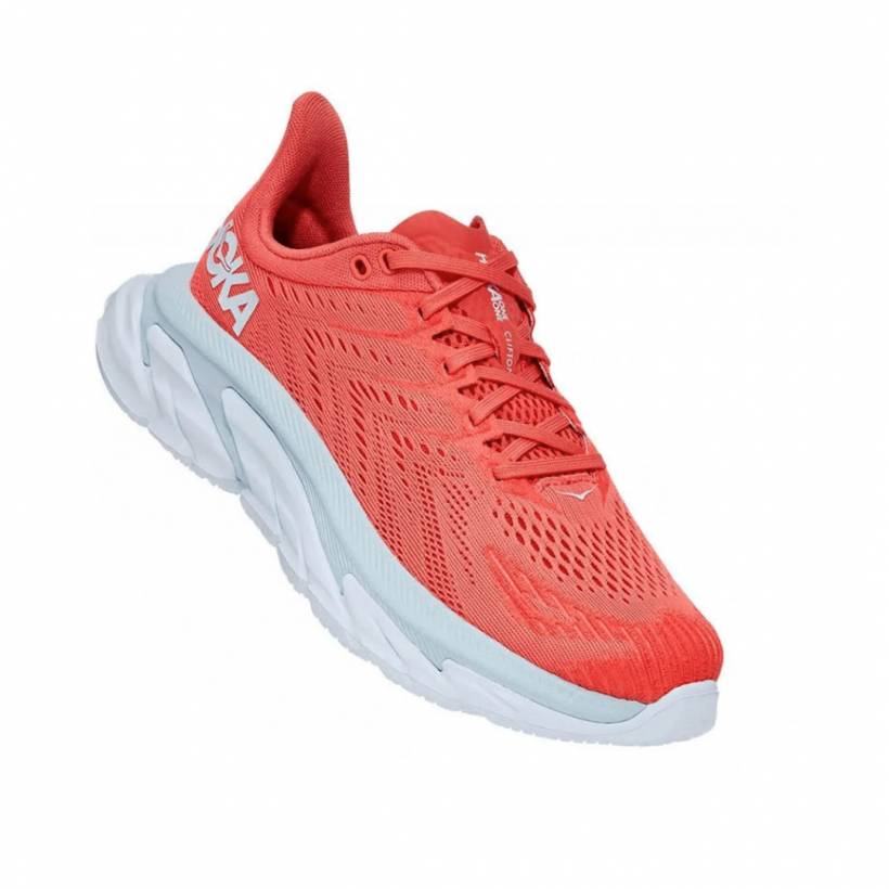 Buty damskie Hoka One One Clifton Edge Czerwone Białe SS21