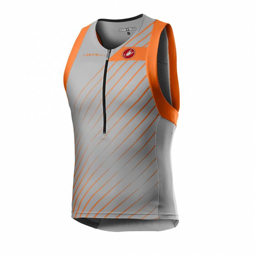 Castelli Free Tri Top Gris Orange Vif