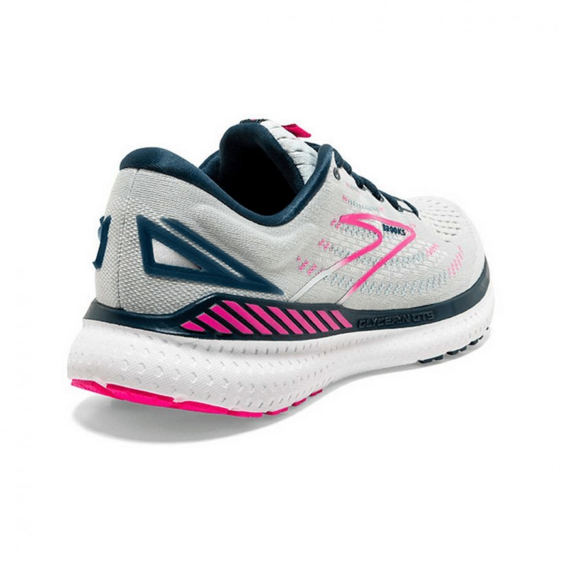 Tênis de corrida feminino Brooks Glycerin GTS 19 Wide Grey Blue Pink SS21