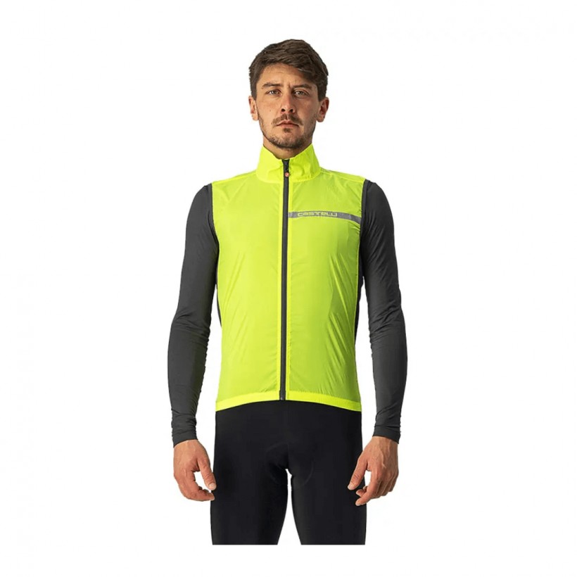 Castelli Squadra Stretch Windbreaker Colete Amarelo Cinza