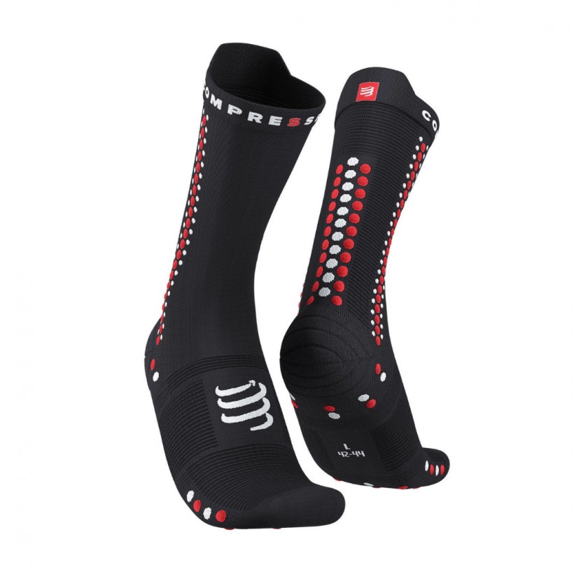 Meias de bicicleta Compressport Pro Racing v4.0 preto vermelho