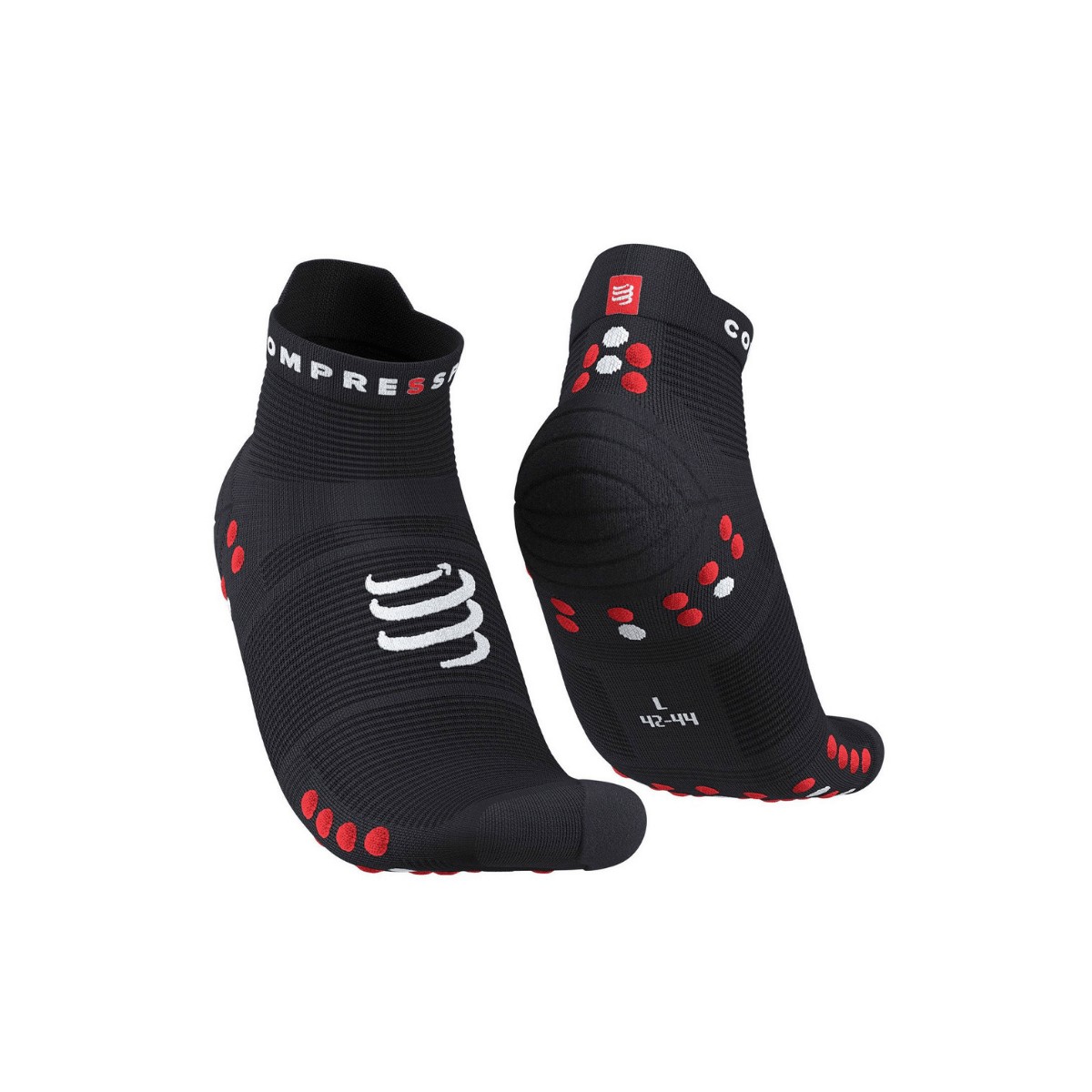 Compressport Pro Racing V4.0 Socken Low Schwarz Rot, Größe Größe 1