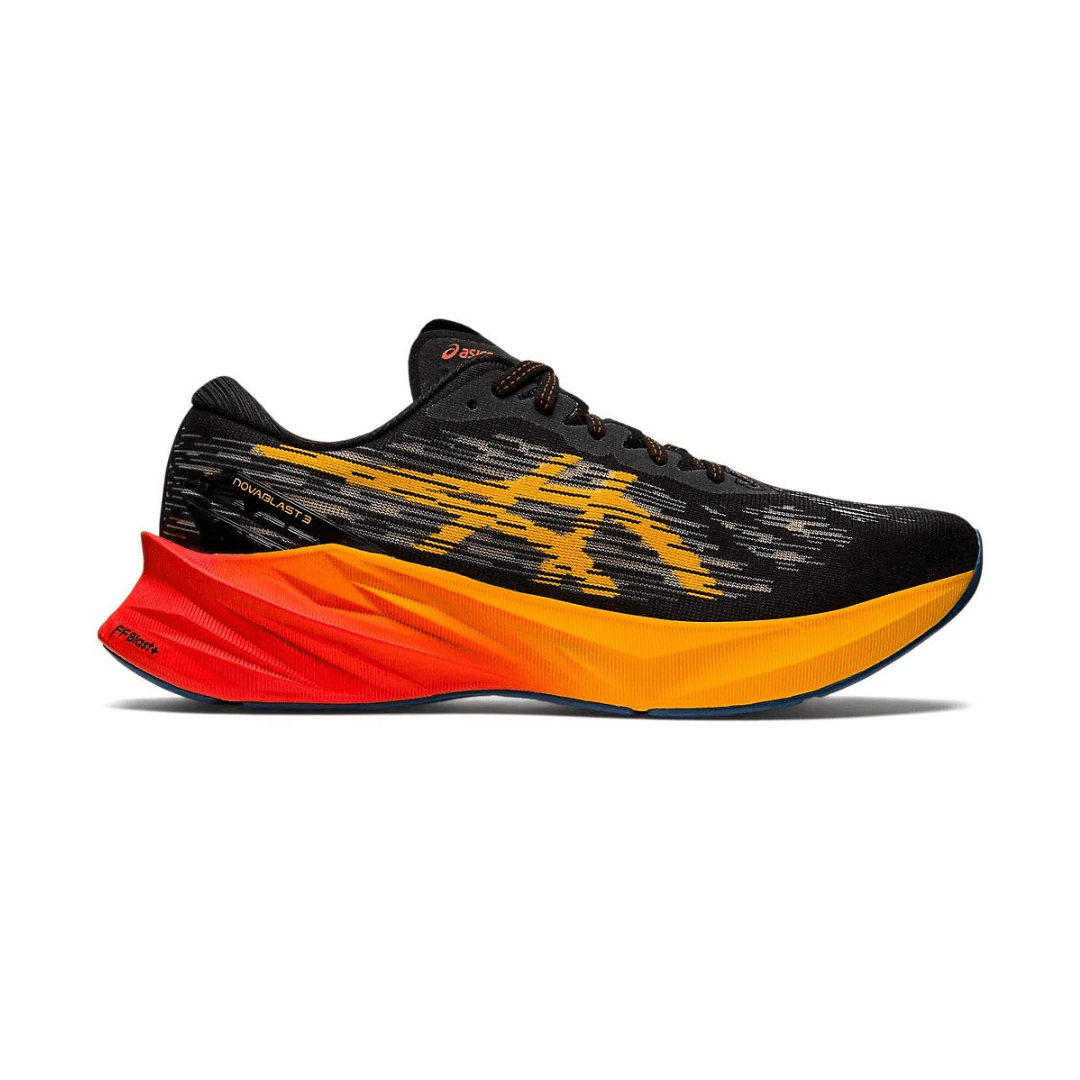 Asics black and 2025 orange running shoes