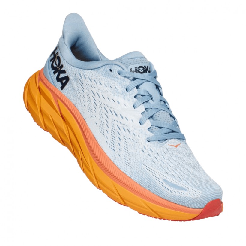 Shoes Hoka One One Clifton 8 Light Blue Orange AW22 Woman