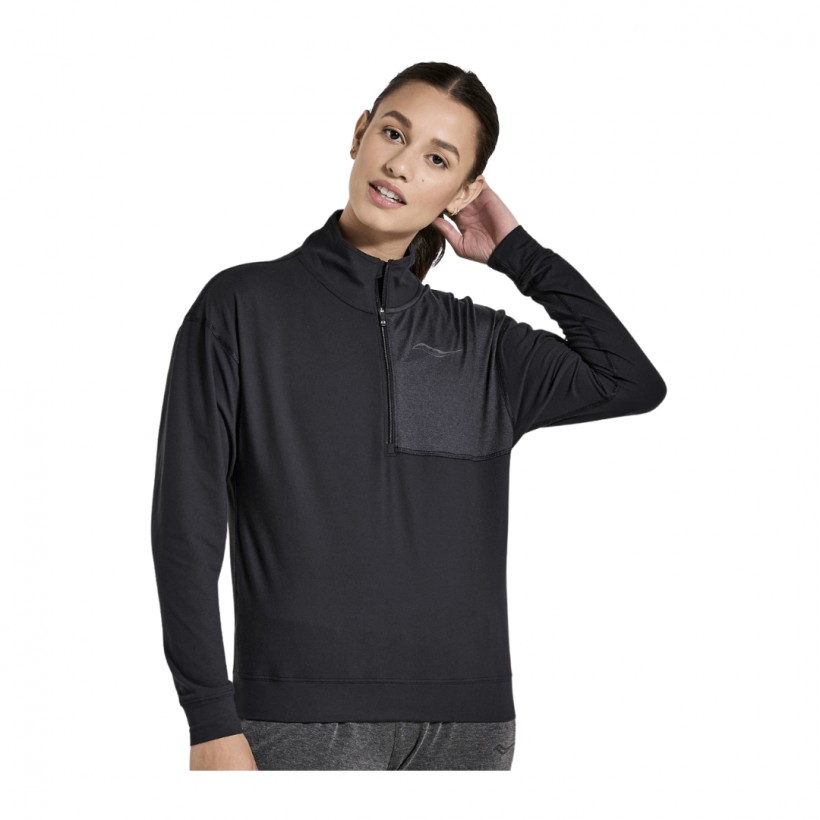 Camisa Saucony Sunday 1/4 Zip Negro Mujer