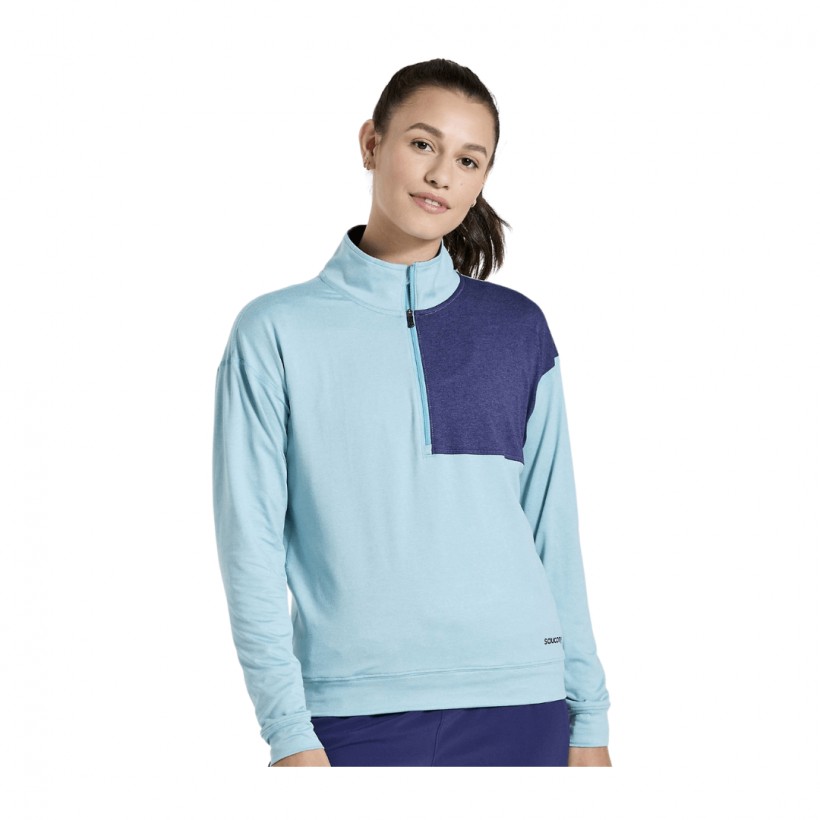 Camisa Saucony Sunday 1/4 Zip Azul Mulher