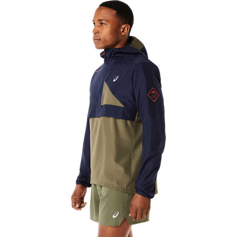 Asics Fujitrail Anorak Navy Blue Green | The best price