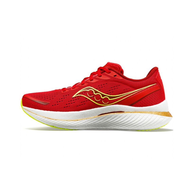 Chaussures Running Saucony Endorphin Speed 3 Blanc Rouge Homme