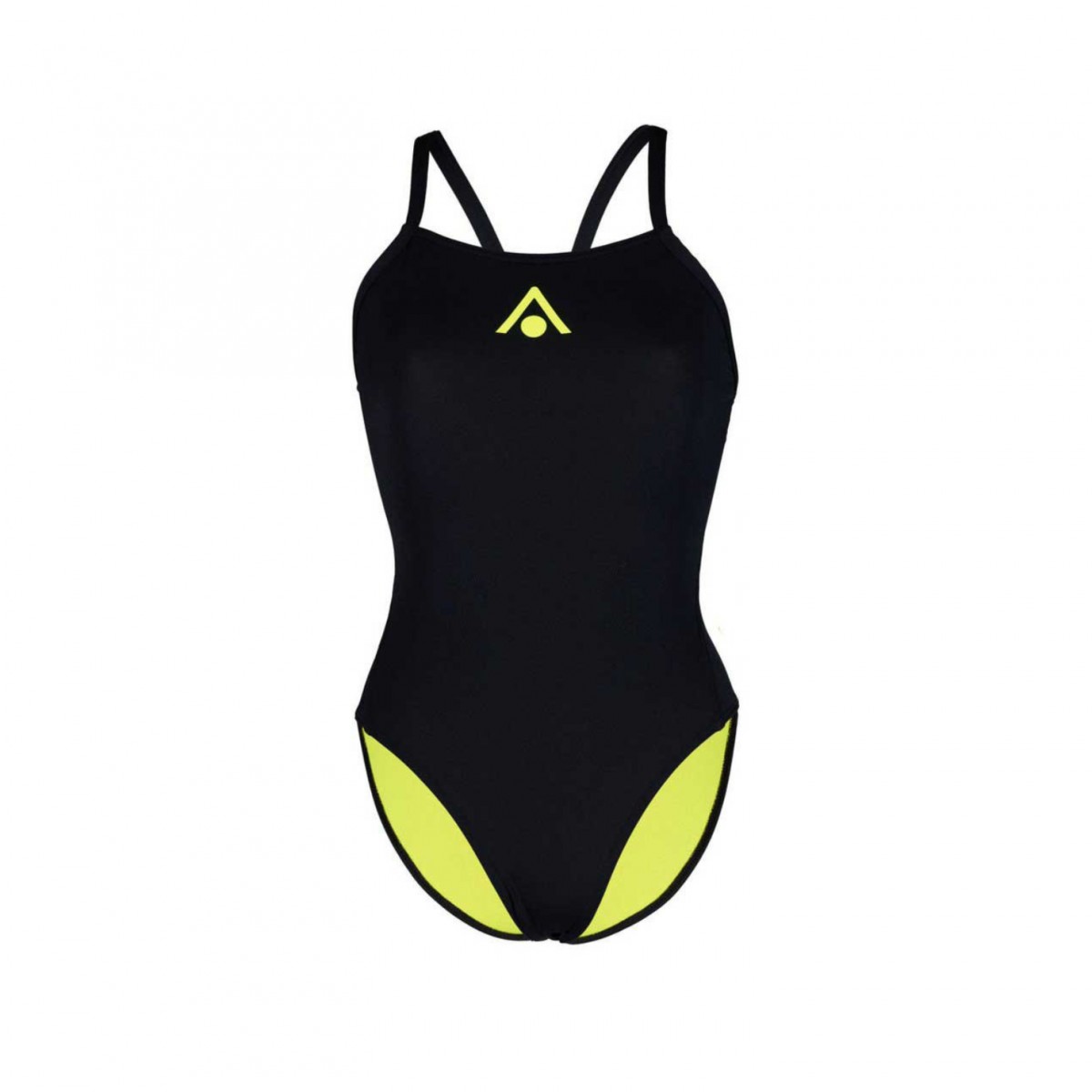 Badeanzug Aquasphere Essentials Tie Back Schwarz Gelb Damen, Größe 44