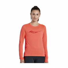 T-shirt Saucony Stopwatch à Manches Longues Corail Pour Femme