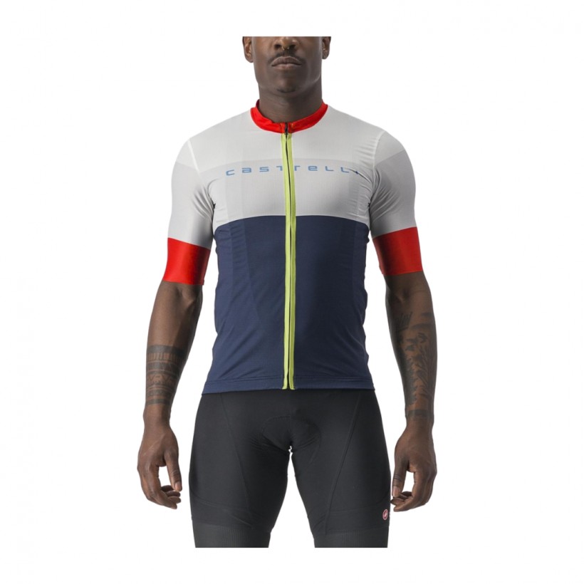 Jersey Castelli Sezione Manches Courtes Bleu Blanc