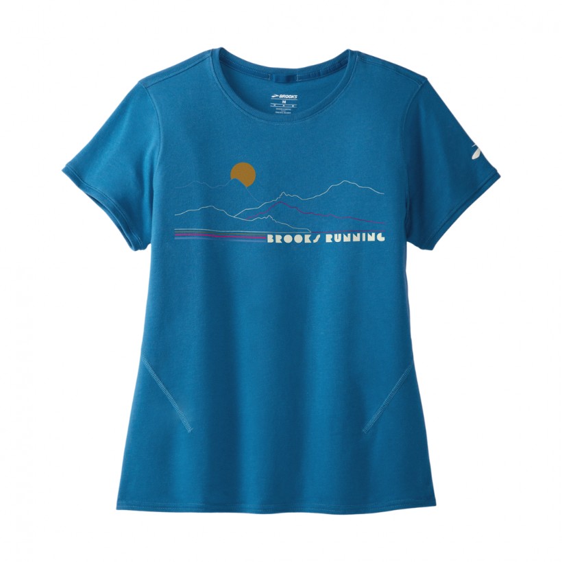 Camiseta Brooks Distance 2.0 Manga Corta Azul Mujer