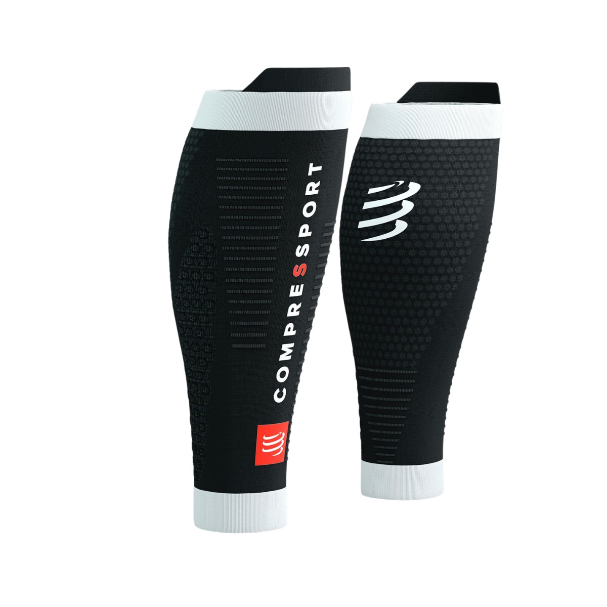 Kompressionsstrumpf Compressport R2 3.0 Schwarz Weiß, Größe Größe 4