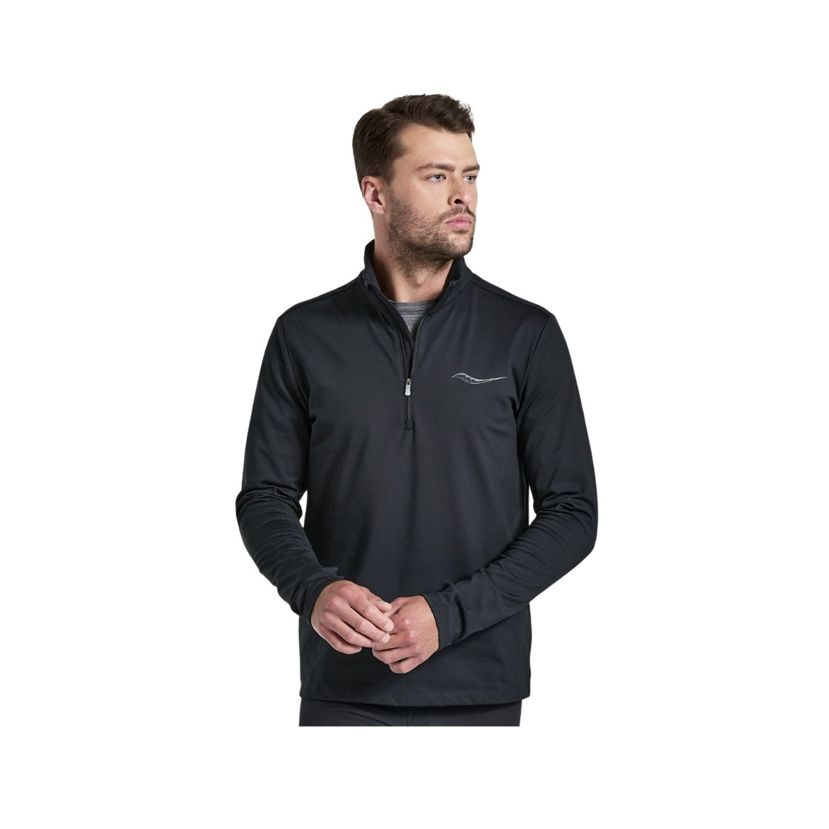 T-Shirt Saucony Solstice Langarm 1/4 Zip Schwarz, Größe S