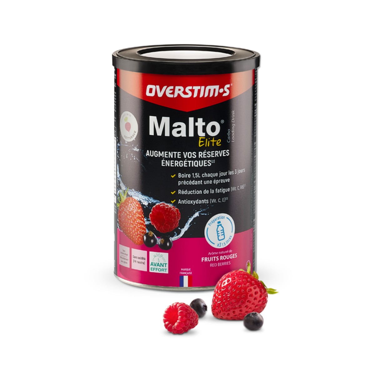 Energiegetränk Overstims Malto Elite Rote Früchte 450g
