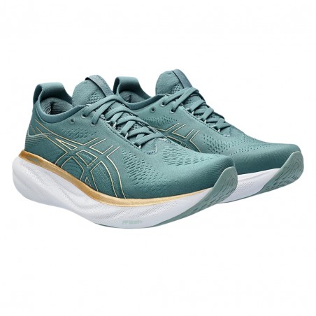 Chaussures Femme Asics Gel Nimbus 25 Bleu Vert AW23. Le meilleur prix