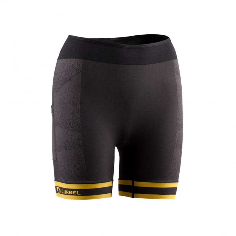 Leggings Curtas Lurbel Spirit Preto Amarelo Mulher