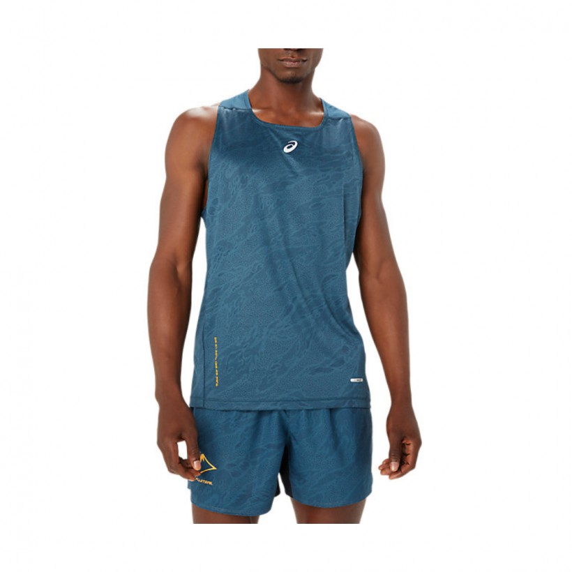 Asics Fujitrail Singlet Blaues ärmelloses Shirt