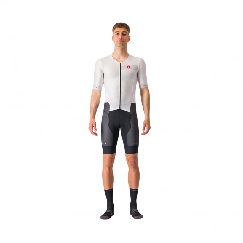 Triathlonanzug Castelli Integral Free Sanremo 2 Kurzarm Schwarz Weiß