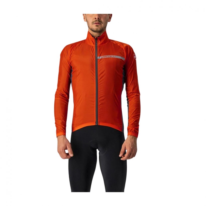 Windjacke Castelli Squadra Stretch Orange Grau