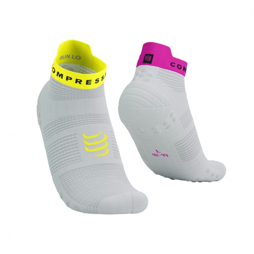 Calzini Compressport Pro Racing V4.0 Low Running Bianco Giallo