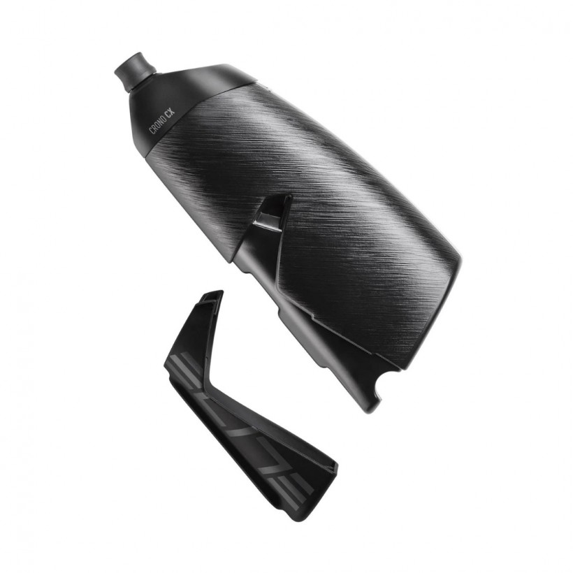 Kit Porta bidón y Bidón Elite Crono CX Tex Aerodinámico Carbono 500ml Negro