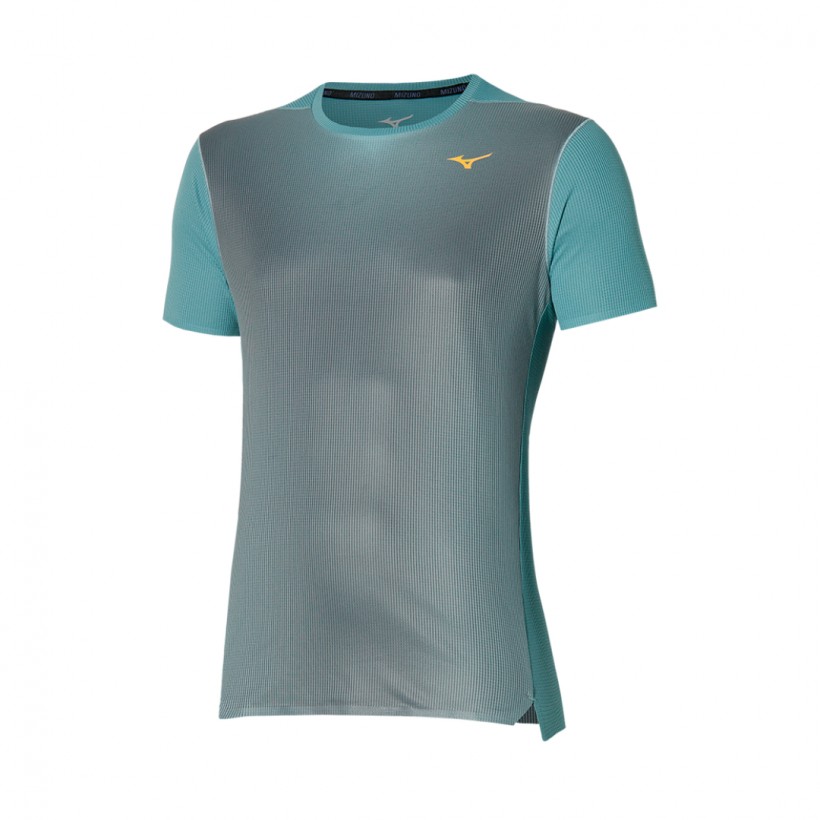 Camiseta Mizuno Aero Tee Manga Corta Azul Gris