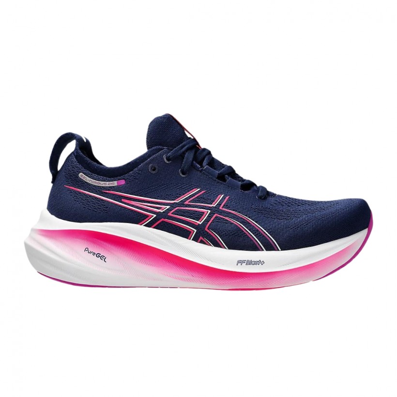 Baskets Asics Gel-Nimbus 26 bleu marine rose  pour femmes