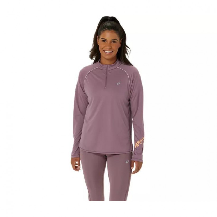 Asics Icon 1/2 Zip Long Sleeve Purple Women's T-Shirt