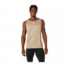 Asics Fujitrail Singlet Sleeveless T-shirt Beige Black