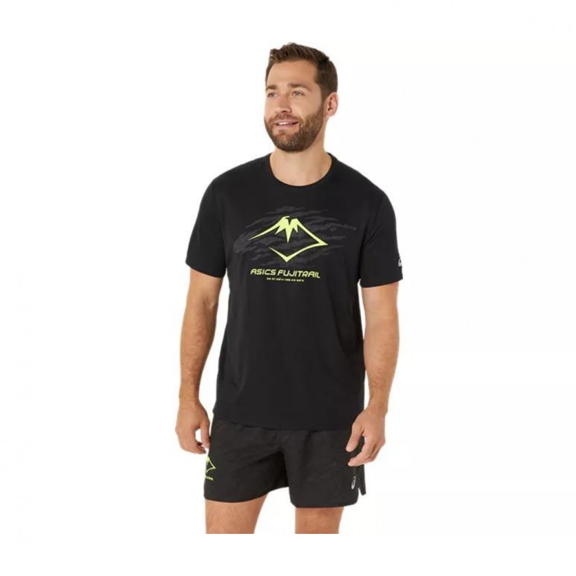 Asics Fujitrail Logo SS Short Sleeve T-Shirt Black Yellow