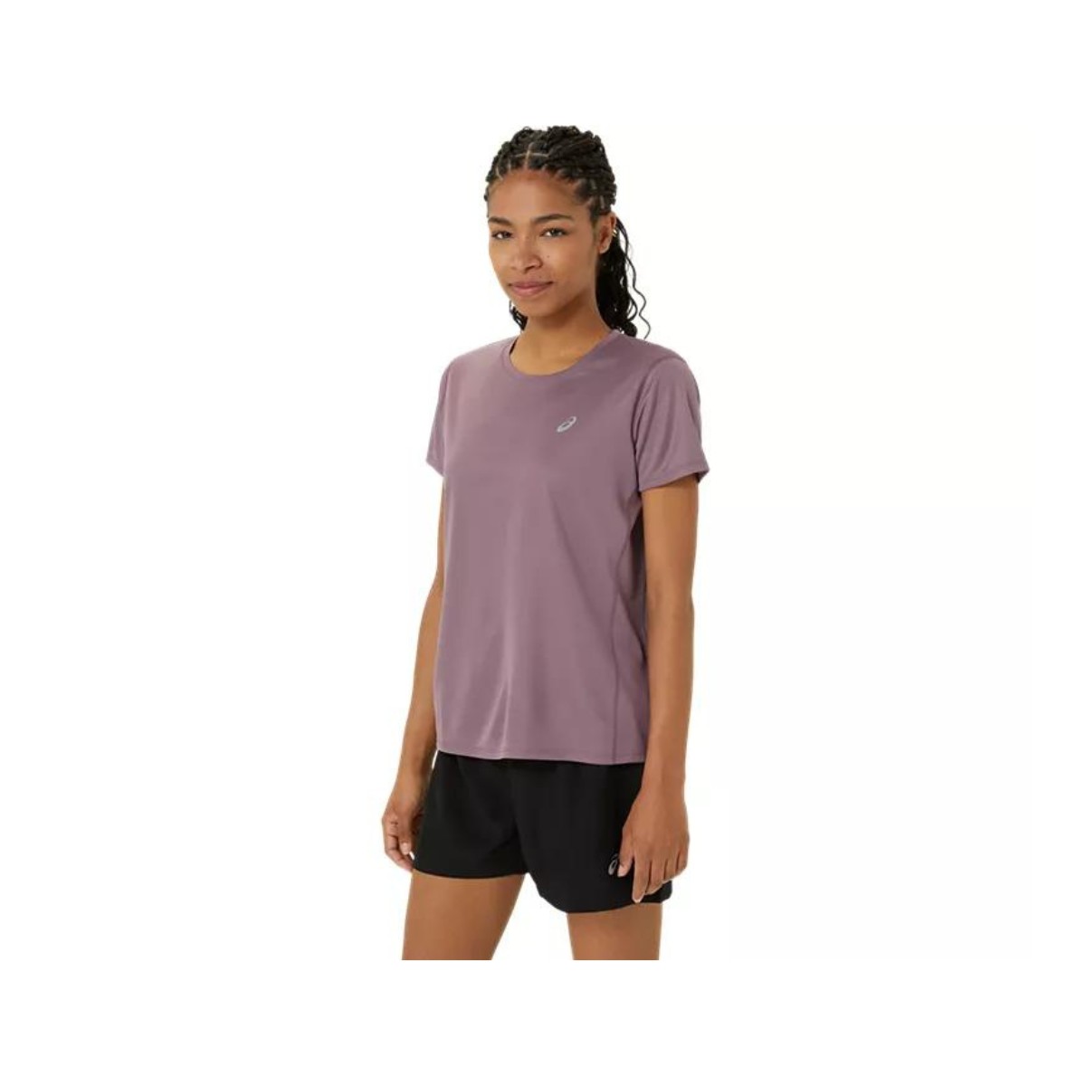 Asics Core SS Kurzarm-Lila Damen-T-Shirt, Größe XS.