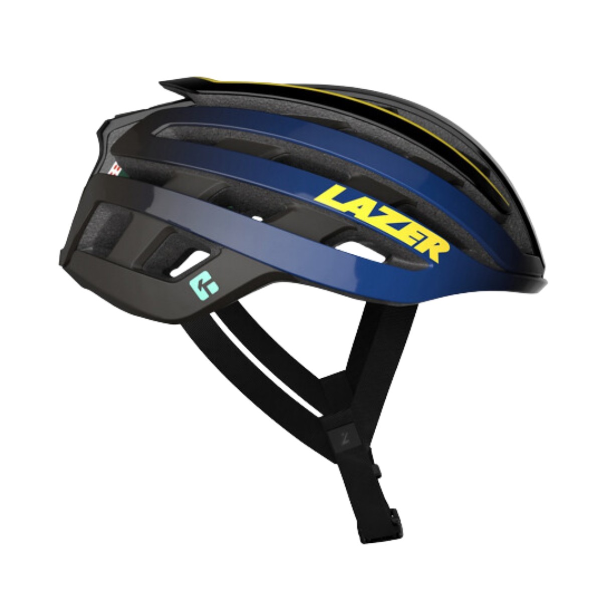 Lazer Z1 KinetiCore + Aeroshell Helm Blau Gelb, Größe L