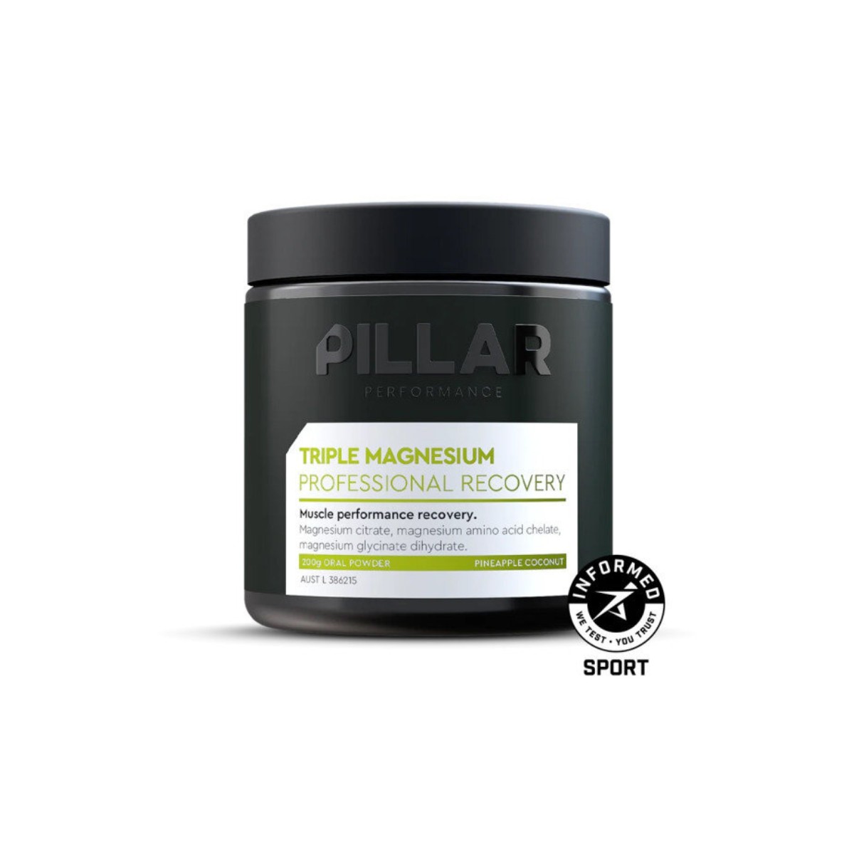 Pillar Performance Dreifach Magnesium Professionelle Ananas Kokosnuss Erholung 200g