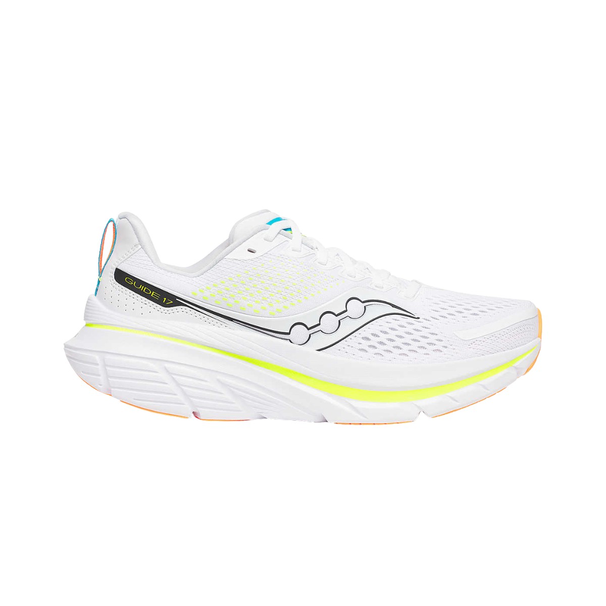 Schuhe Saucony Guide 17 Weiß Gelb AW24, Größe 46,5 - EUR