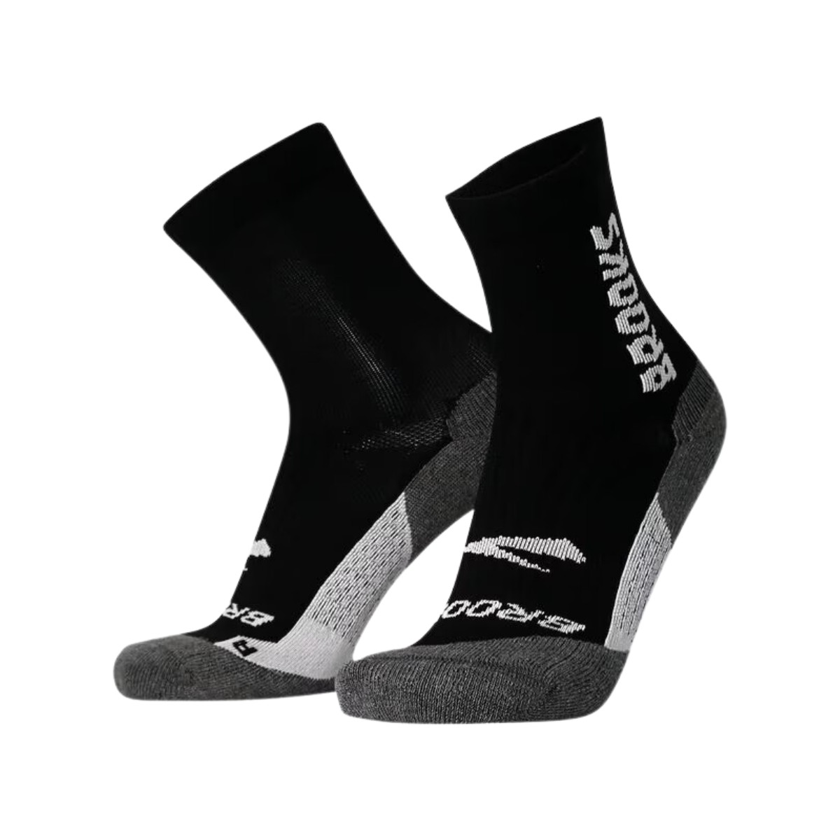 Brooks Ghost Crew Socken Schwarz Grau, Größe XL