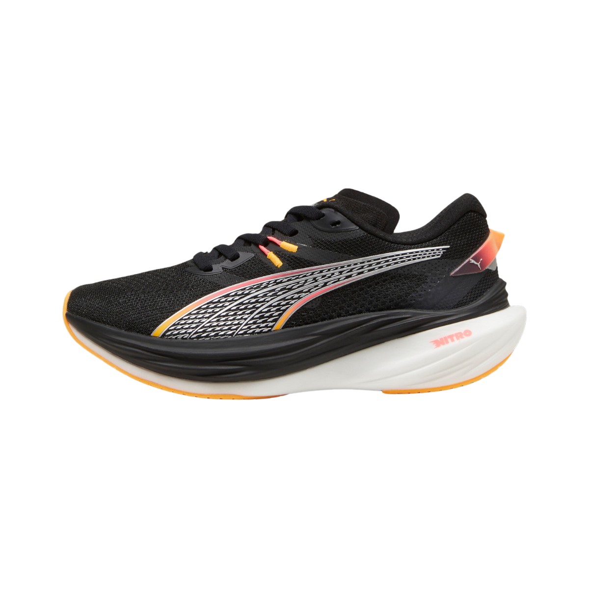 Zapatillas Puma Deviate Nitro 3 Negro Naranja AW24 Mujer