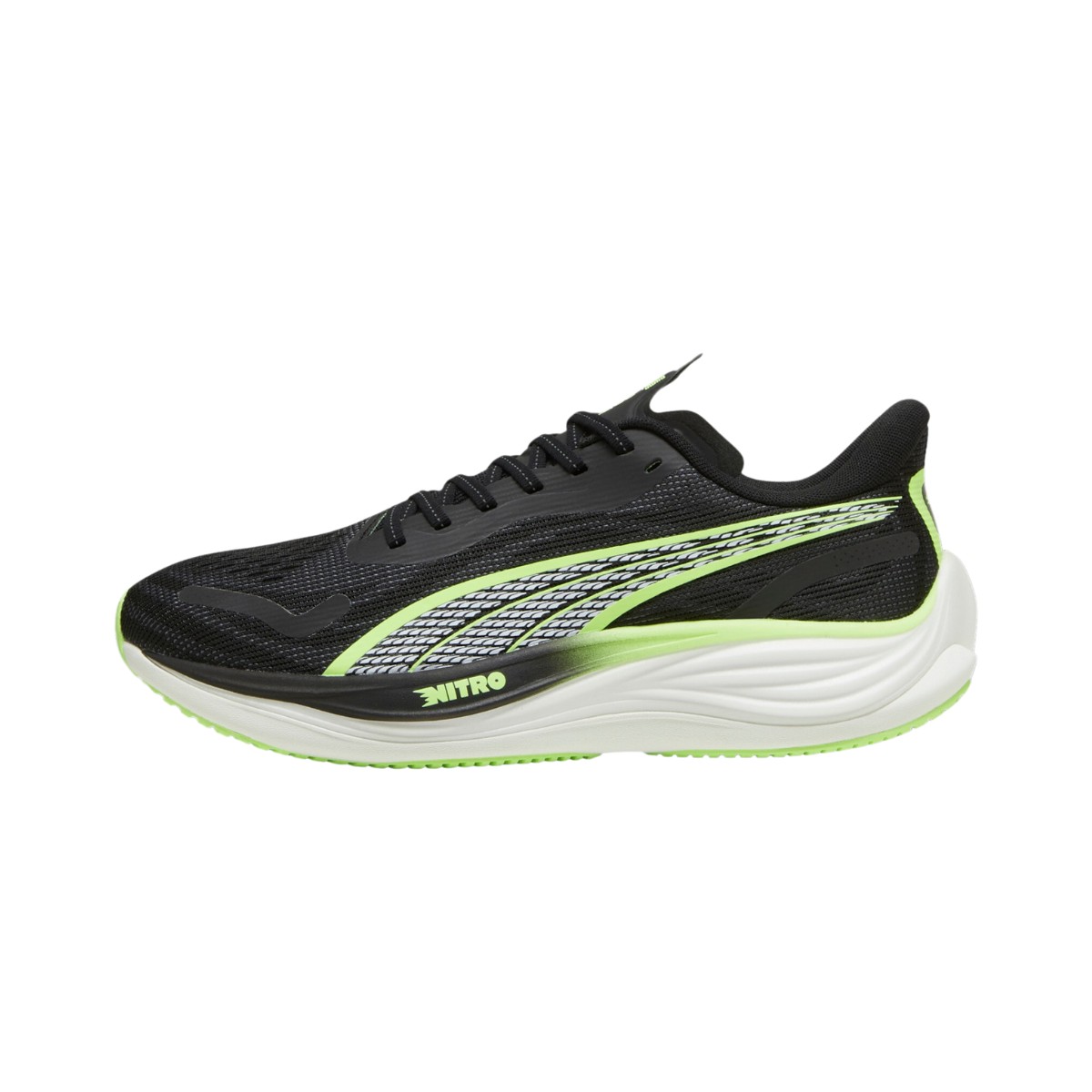 Turnschuhe Puma Velocity Nitro 3 Schwarz Grün AW24, Größe 46,5 - EUR